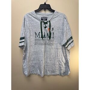 Profile Varsity Miami Hurricanes Lace Up Tee Womens Plus 2X Heather Gray Green
